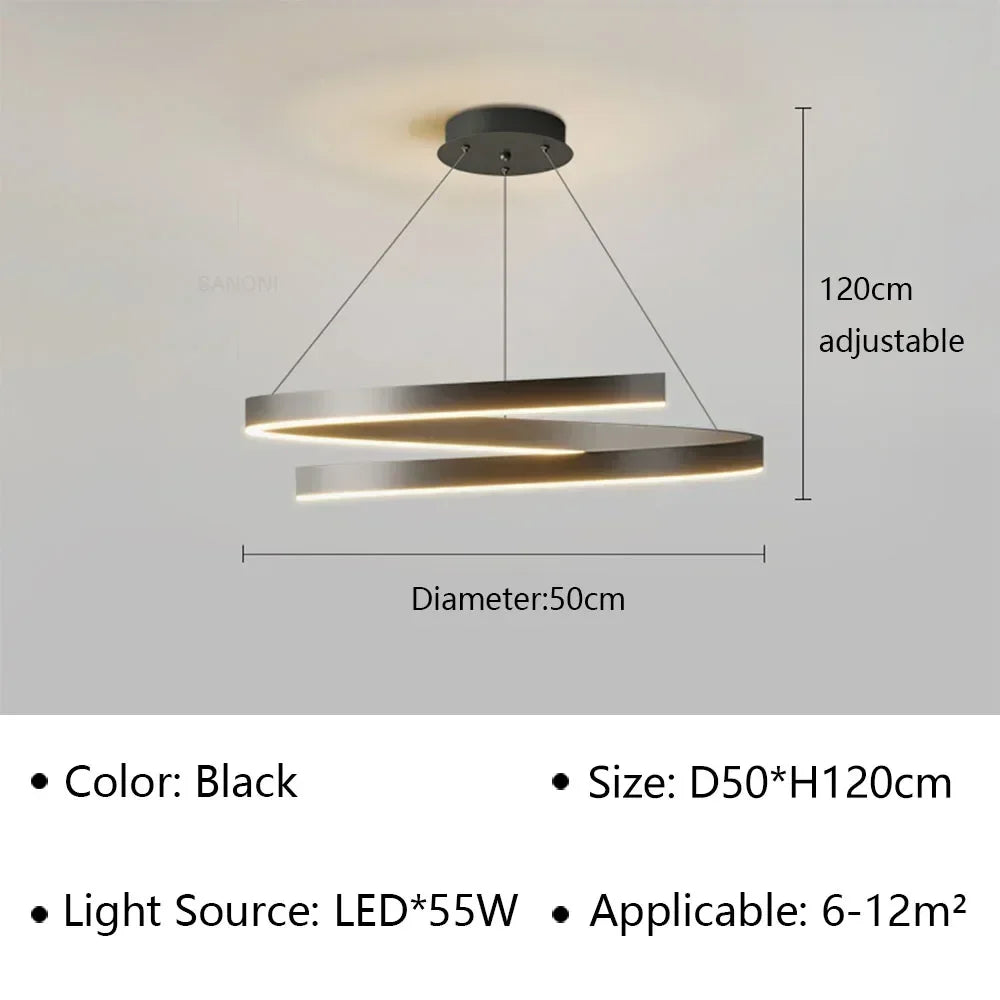 lustre moderne en spirale à LED pour décoration intérieure