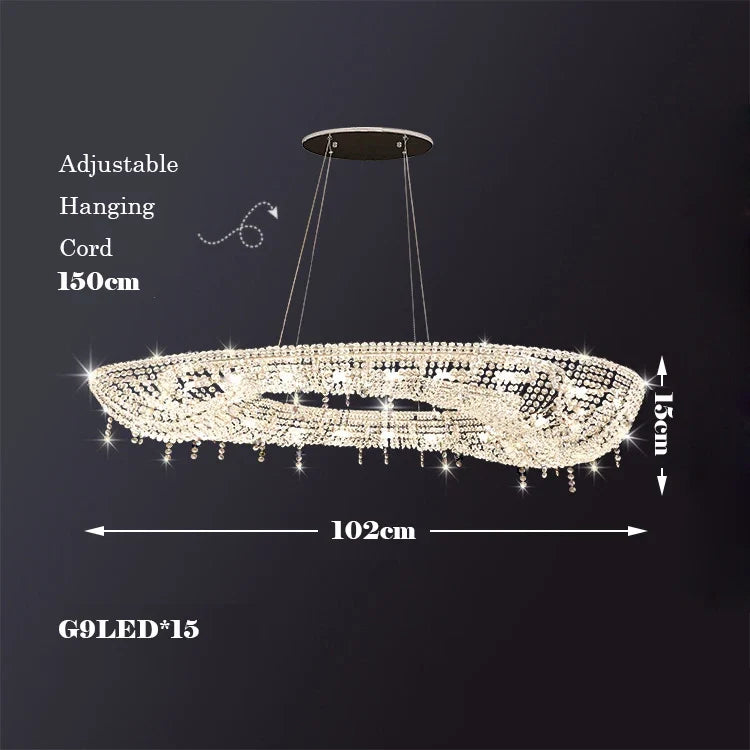 lustre en cristal transparent au design créatif et élégant
