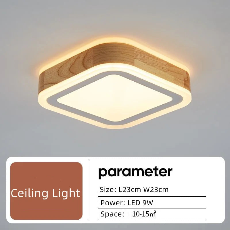 plafonnier led en bois moderne pour intérieur minimaliste