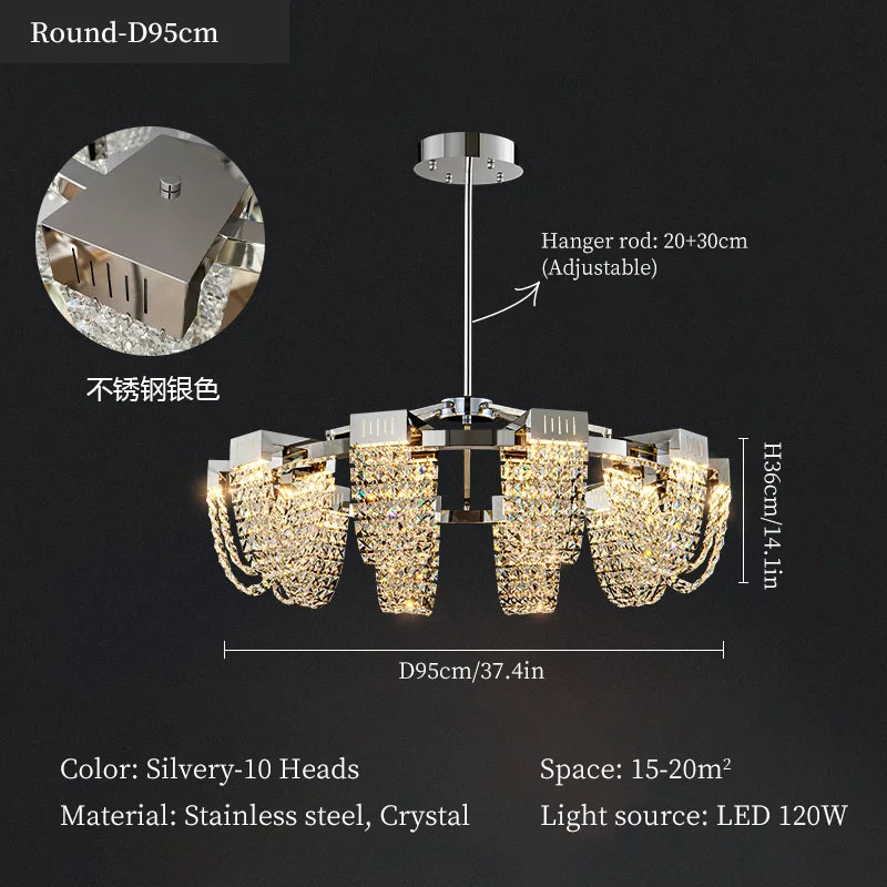 suspension en cristal de luxe pour décoration intérieure moderne