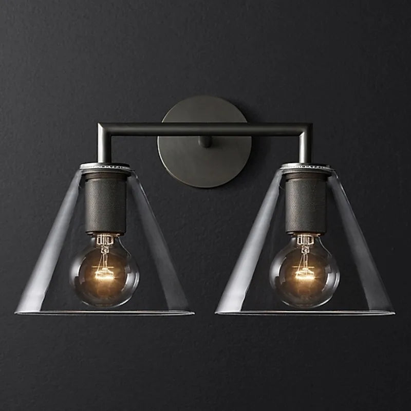 applique murale rétro américaine en verre avec éclairage led