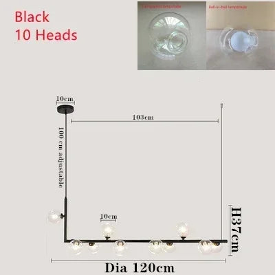 Kitchen Island Ceiling Chandelier Dining Table Glass Pendant Lamp Led Suspension Luminaire Hanging Light