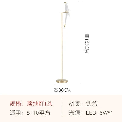 suspension LED design nordique en acrylique forme oiseau