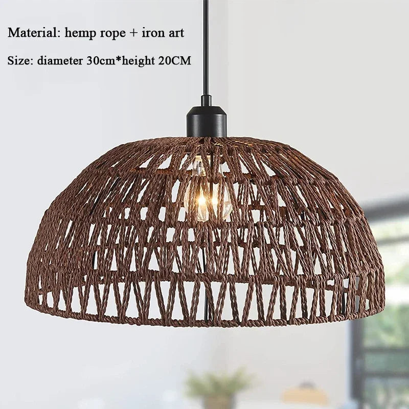 Lustre en corde de chanvre de style japonais