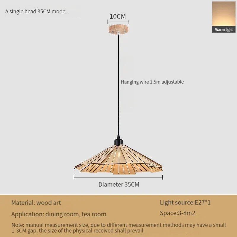 suspension en bois rétractable à bascule luminaire décoratif d'intérieur