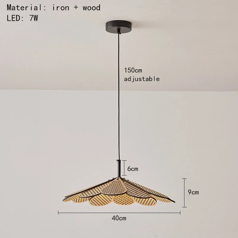 suspension en bois japonais style pétale pour intérieur chaleureux
