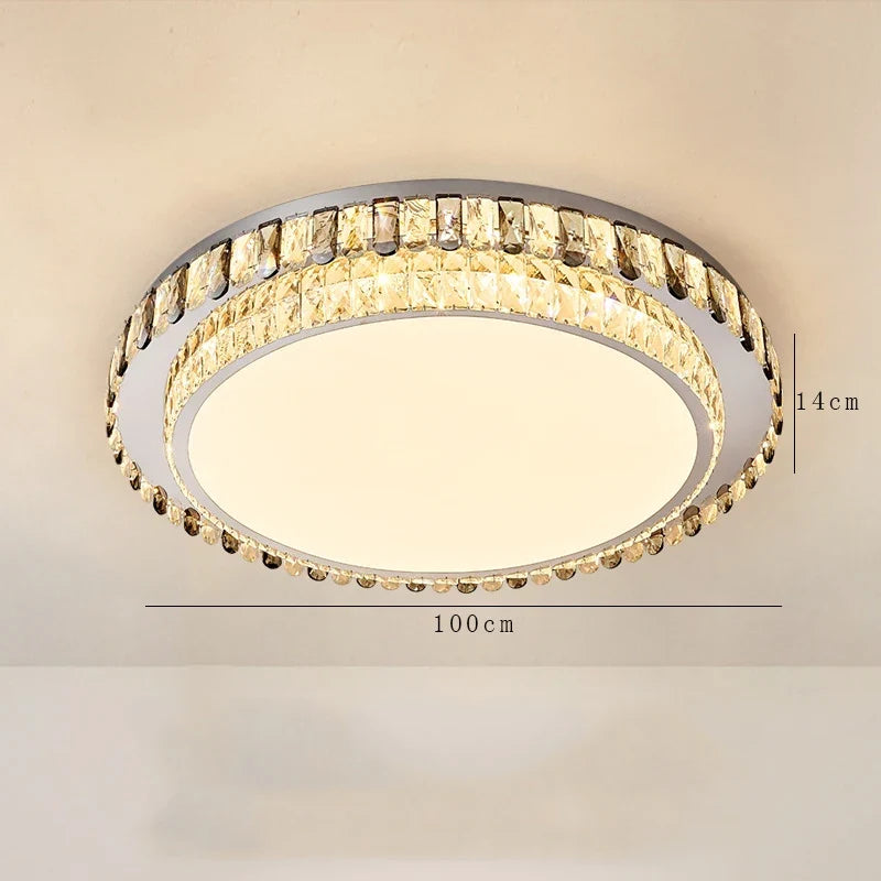 plafonnier led en cristal de luxe rond moderne