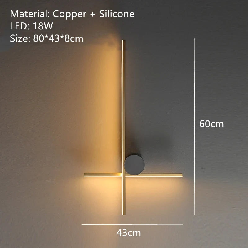 applique murale led moderne en laiton montage en surface