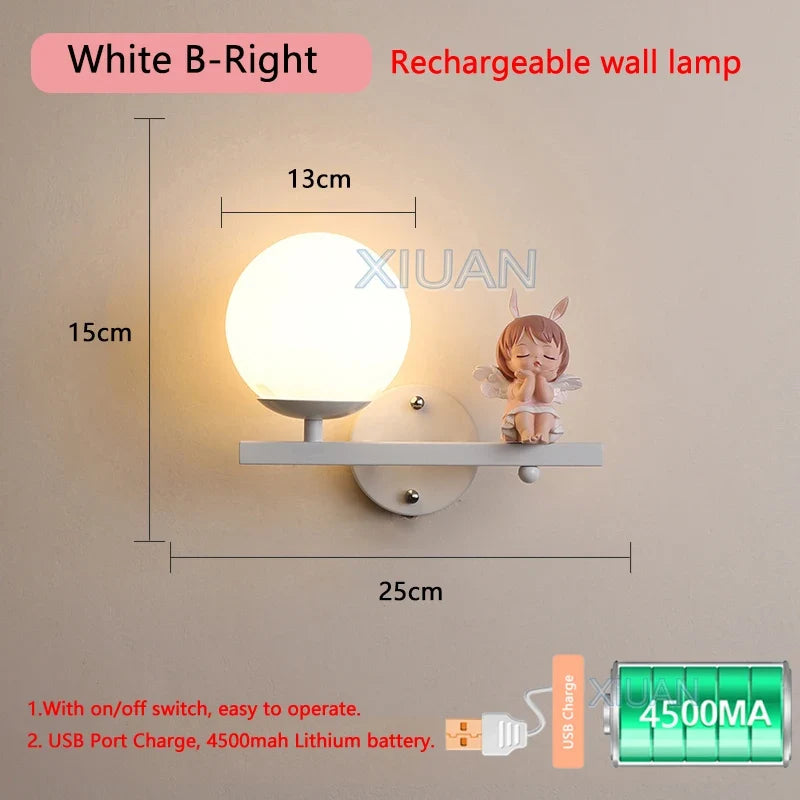 applique murale rechargeable en résine pour chambre d'enfant décorative