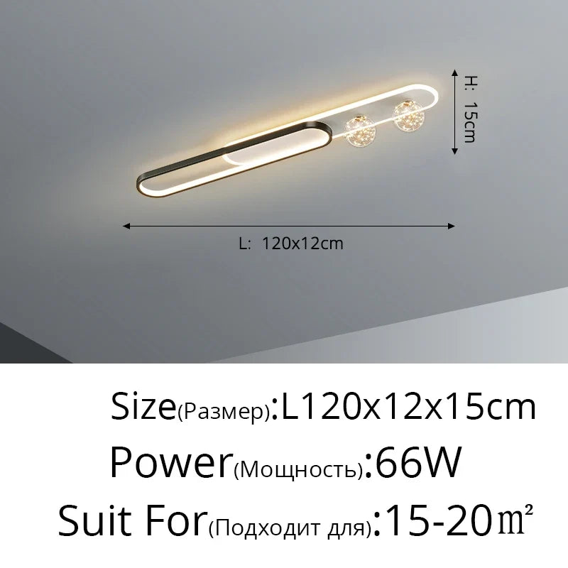 lustre moderne de luxe simple étoilé longue bande encastrée