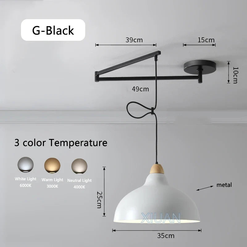 lustre led avec bras réglable pour bar et restaurant