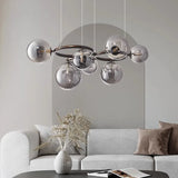 lustre design boule de verre et barre ronde métallique