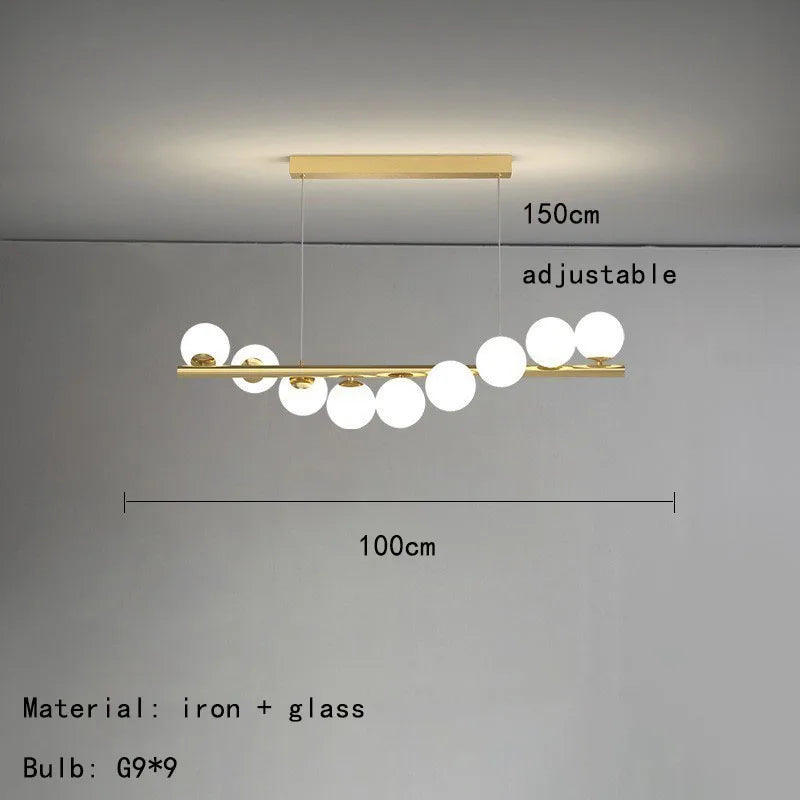lustre créatif en verre pour bar et restaurant avec fil réglable