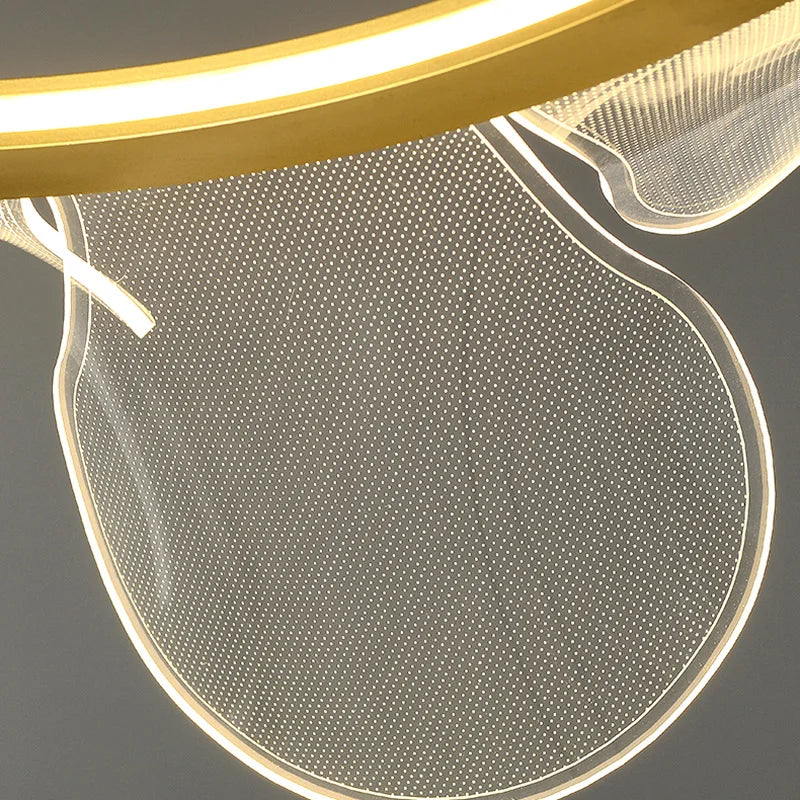 lustre en acrylique avec anneau doré à intensité variable  livraison directe