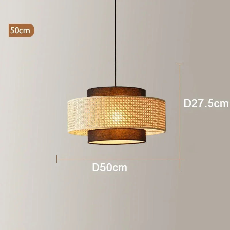 lustre rétro en rotin tissé pour décoration intérieure