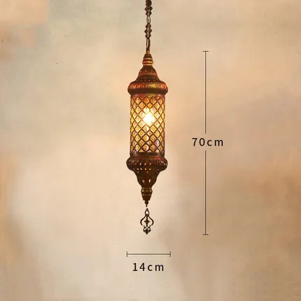 lustre industriel rétro en fer et verre coloré pour établissements asiatiques