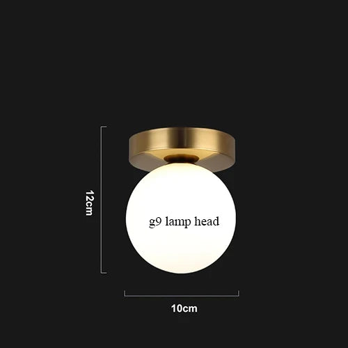 Nordique Simple moderne rond boule de verre plafonnier salon éclairage couloir plafonnier chambre lampe lumière LED
