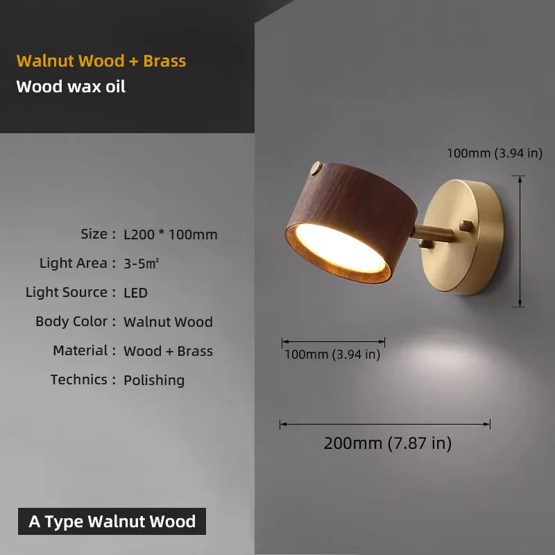 Walnut wood and Brass base, Modern Wabi-sabi, Indoor Sconces Wall Lighting for Corridor, Hallway, Foyer, living room, Bedroom