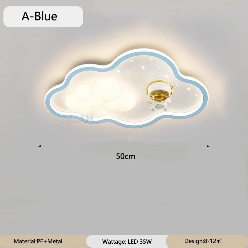 Children Light Modern Cloud Bedroom Ceiling Lamps White PE Sconces Warm Astronaut Chandelier Light for Child Baby Room Decor