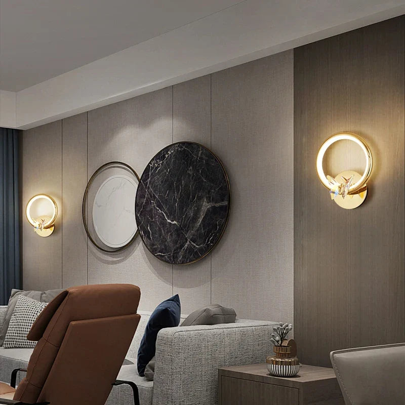 applique murale led papillon en cristal montage en surface