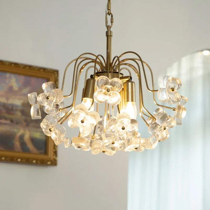 lustre rétro en fer et verre pour décoration intérieure