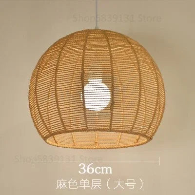 luminaire led nordique moderne en fer et corde de chanvre