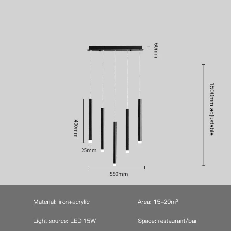 suspension moderne à led en fer noir créative à 8 têtes