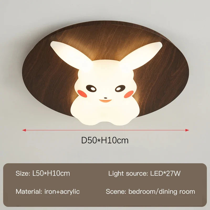 lustre moderne pour enfant avec design lapin en bois
