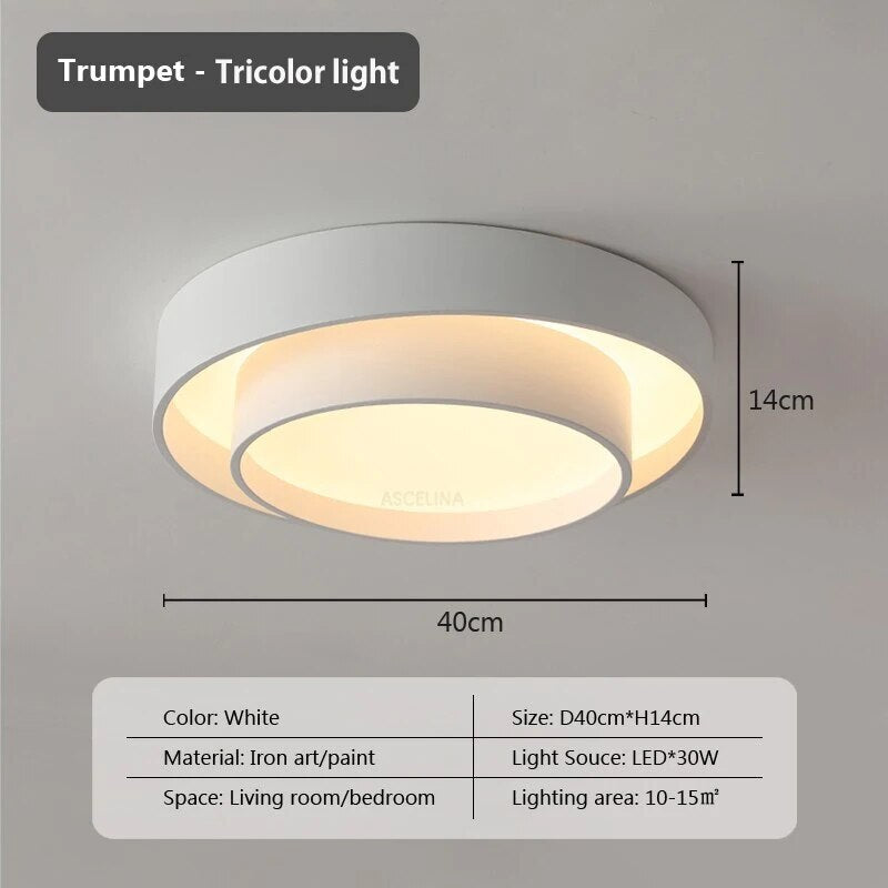 Plafonnier moderne led minimaliste blanc double rond