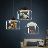 Suspension en verre animaux dessin animé pour décoration intérieure
