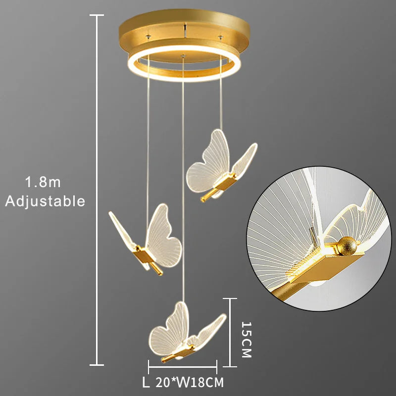 lustre papillon led suspension acrylique maison déco
