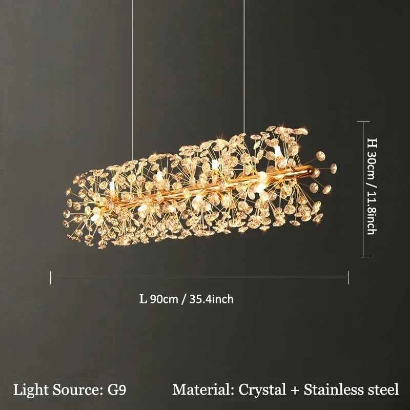 lustre led suspendu en cristal design moderne décoratif luxe 2024
