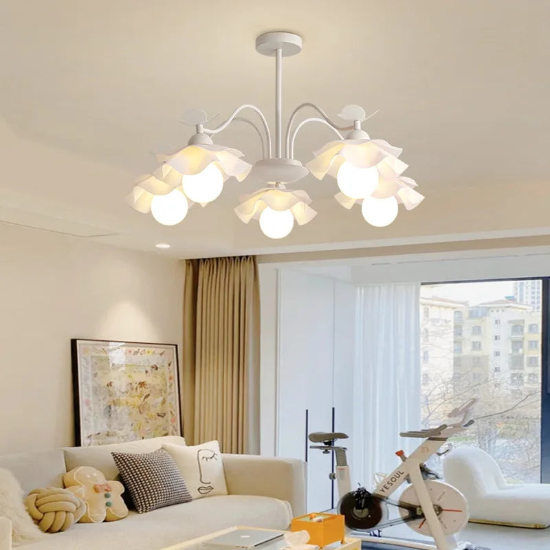 lustre nordique à fleurs style crémeux pour diverses pièces