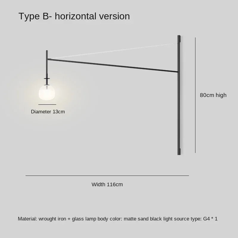 applique murale led nordique avec long bras à bascule