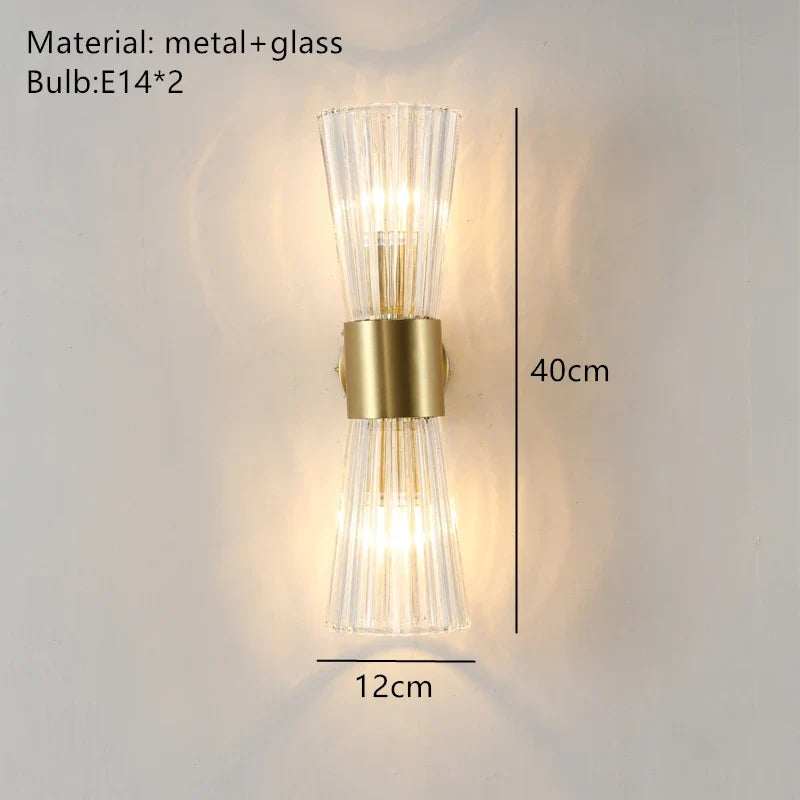 applique murale moderne en acier inoxydable avec verre transparent