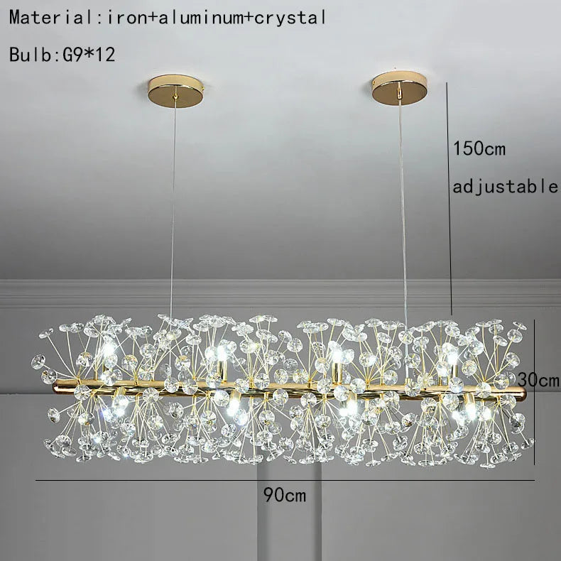 lustre rond à led en cristal pissenlit décoration élégante et lumineuse