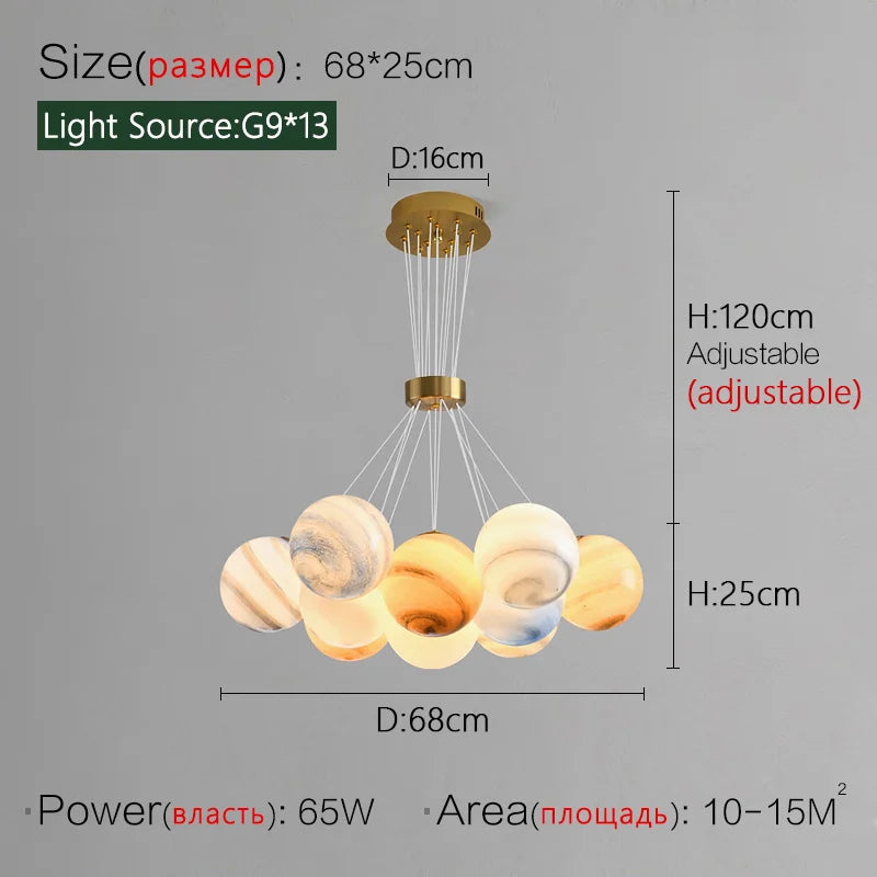 lustre nordique planète lune design bulle led décoration maison