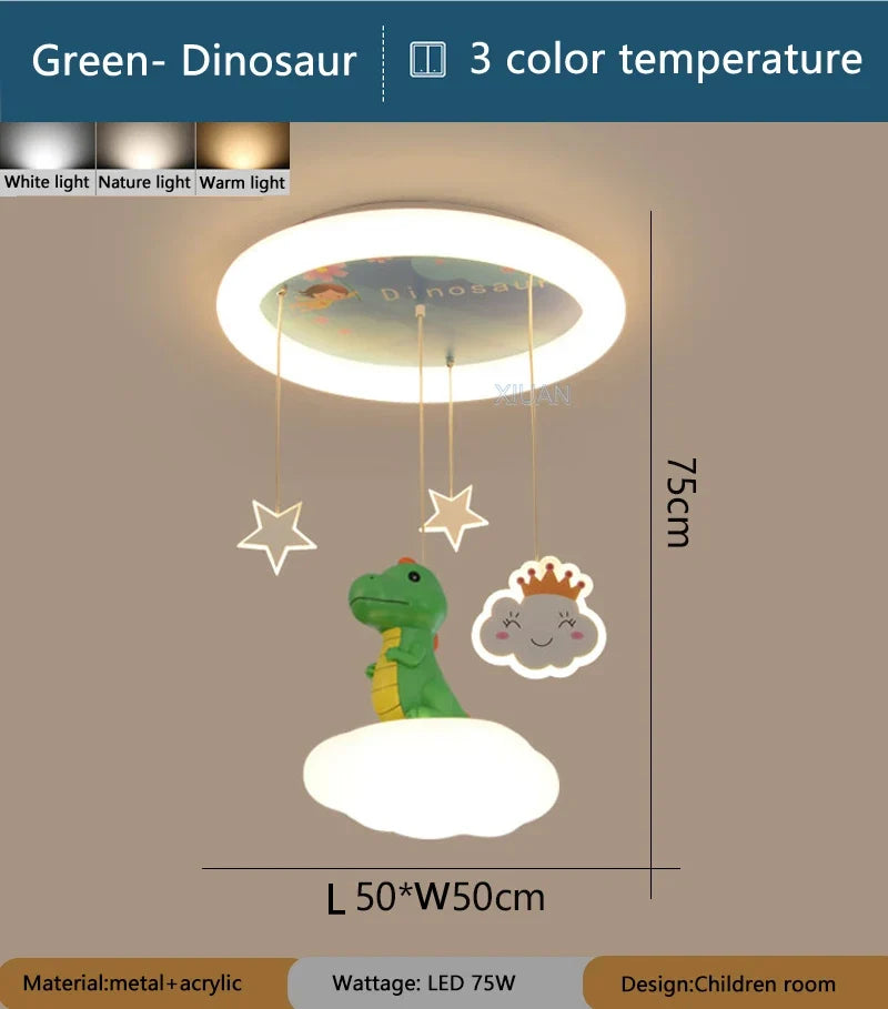 Lustre créatives pour chambre d'enfants rose vert dinosaure fille garçon enfants suspendus