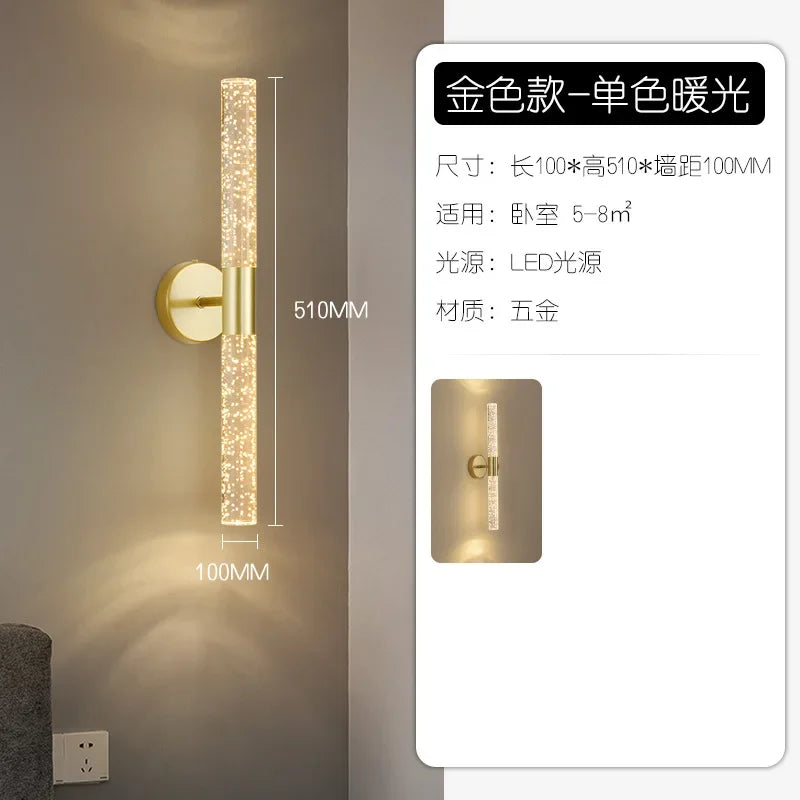 applique murale led double tête design minimaliste en cristal