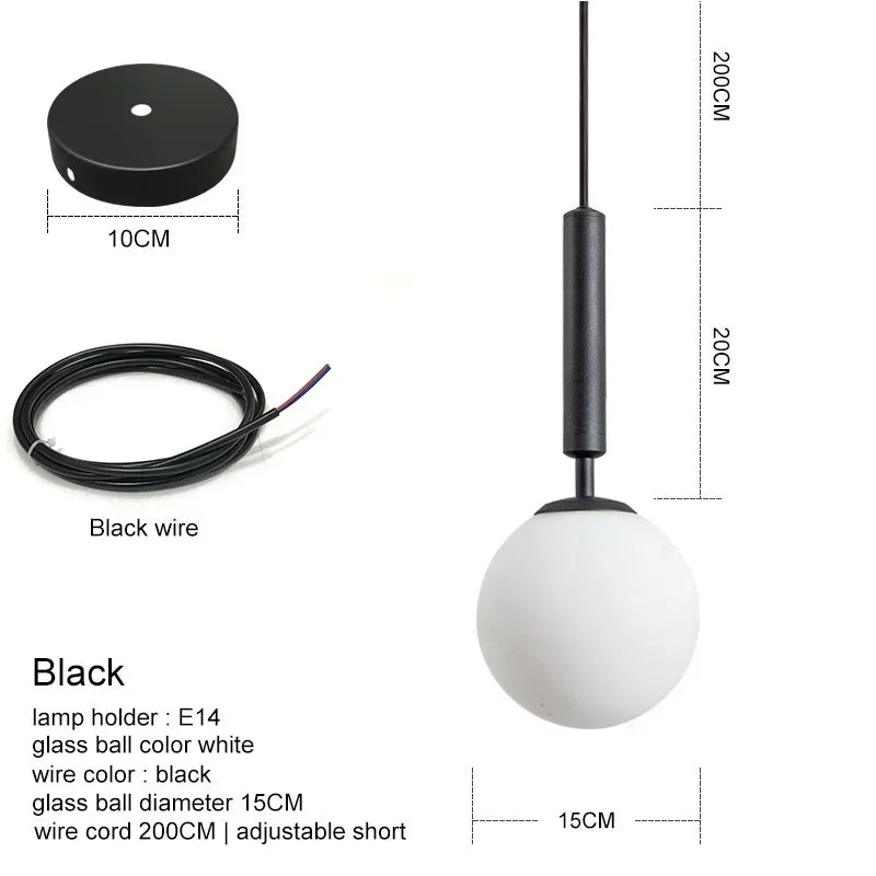 suspension moderne avec abat-jour en boule de verre doré