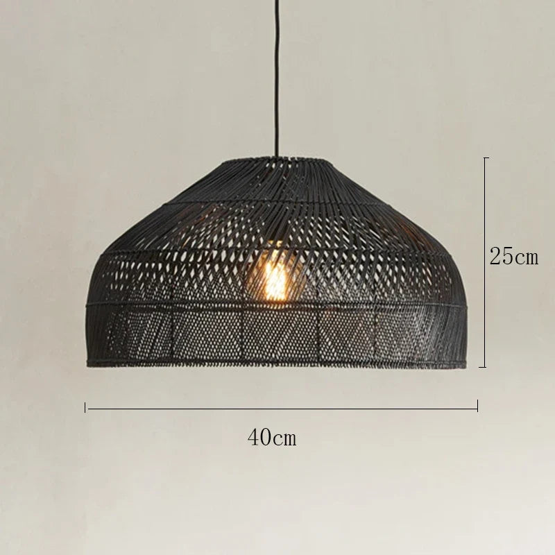 lustre en rotin style asiatique vintage avec led suspendue