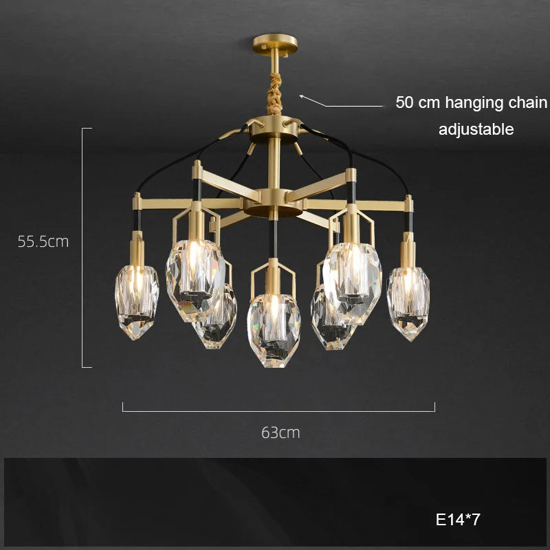 lustre design moderne en cristal avec abat-jour fantaisie