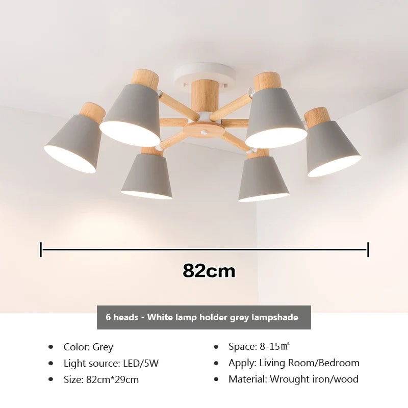 lustre nordique en bois massif éclairage moderne pour hôtel et restaurant