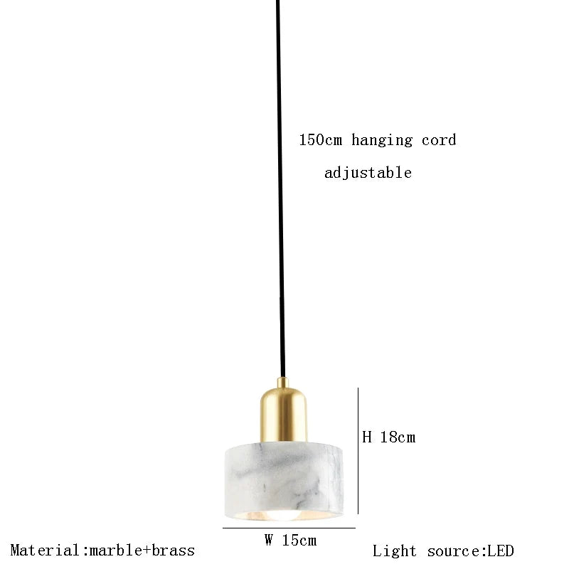Suspension LED en marbre décorative pour divers espaces