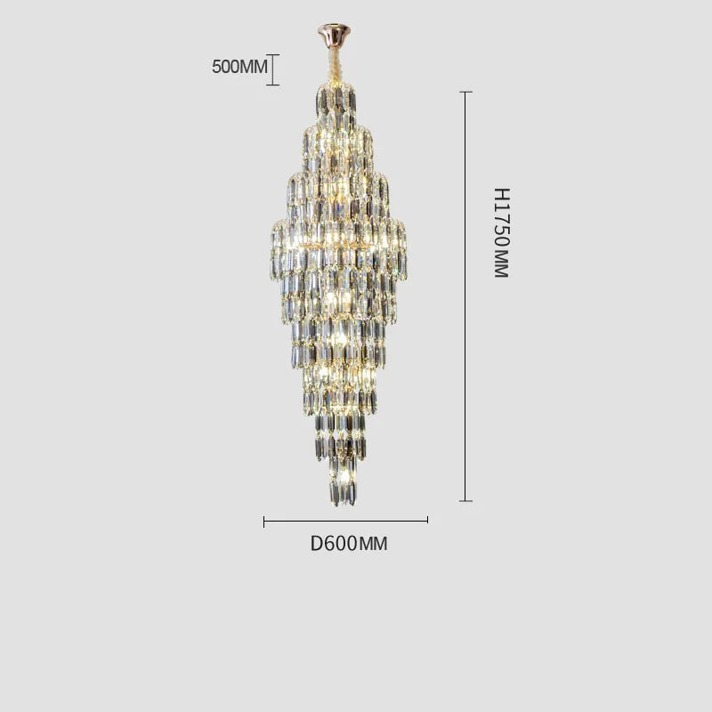 lustre en cristal pour escalier et halls d'hôtel