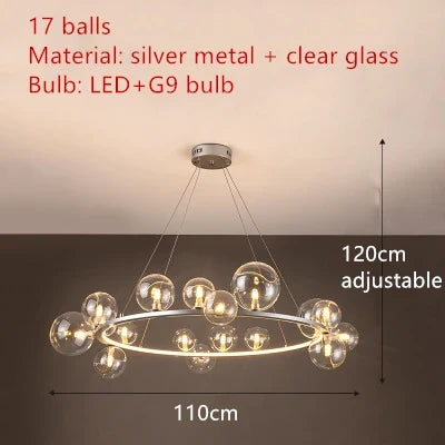 lustre en métal avec boule en verre pour décoration intérieure