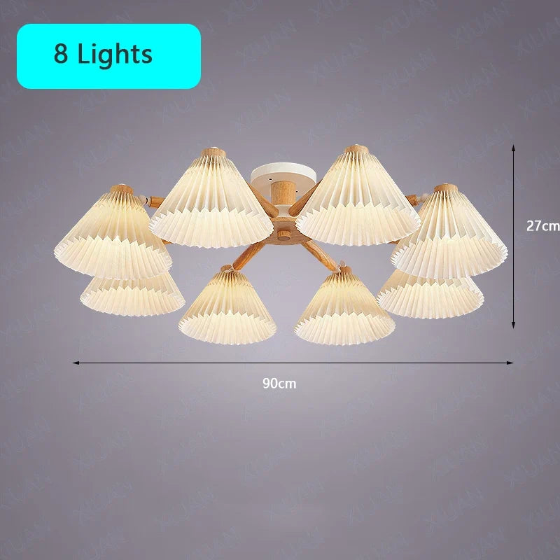 lustre moderne nordique en bois parapluie plissé pour maison