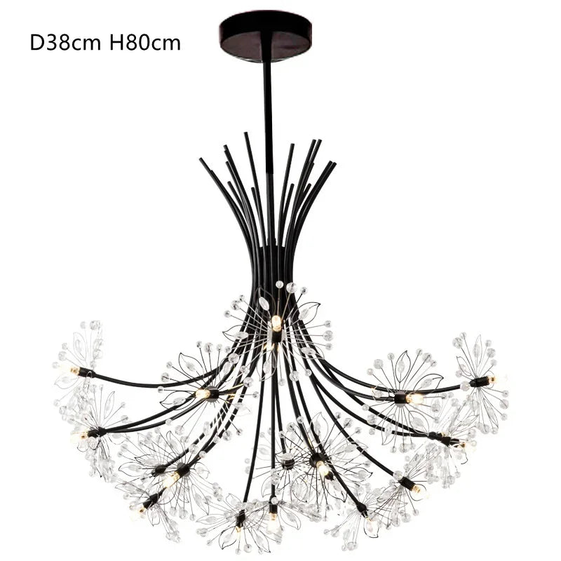 Nordic Creative Dandelion Romantic Crystal Chandelier Dining Room Bedroom Living Room Clothing Coffee Shop Luxury LED Chandelier