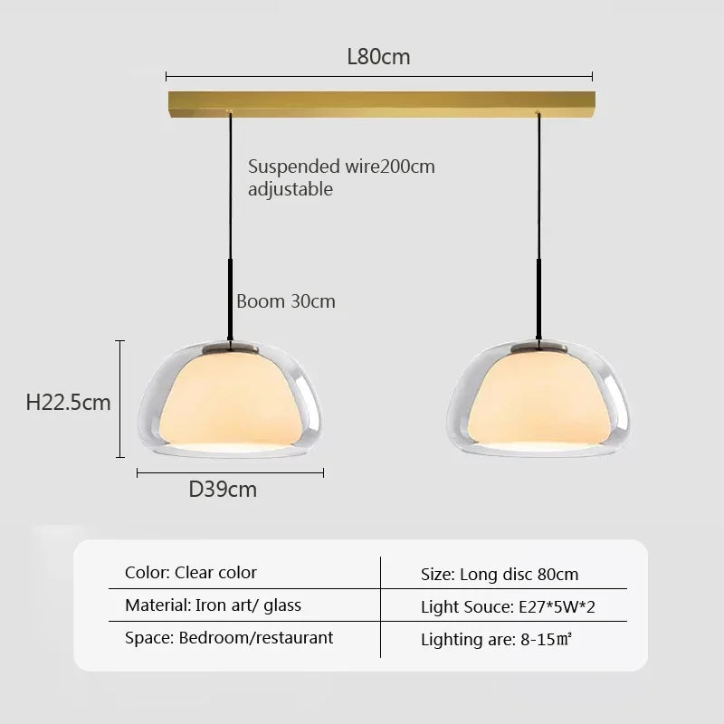 suspension en verre double couche style danois pour intérieur élégant