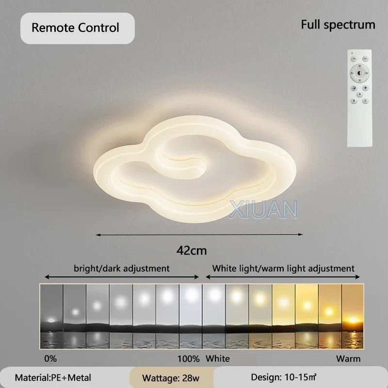 lustre scandinave nuage blanc avec télécommande optionnelle led